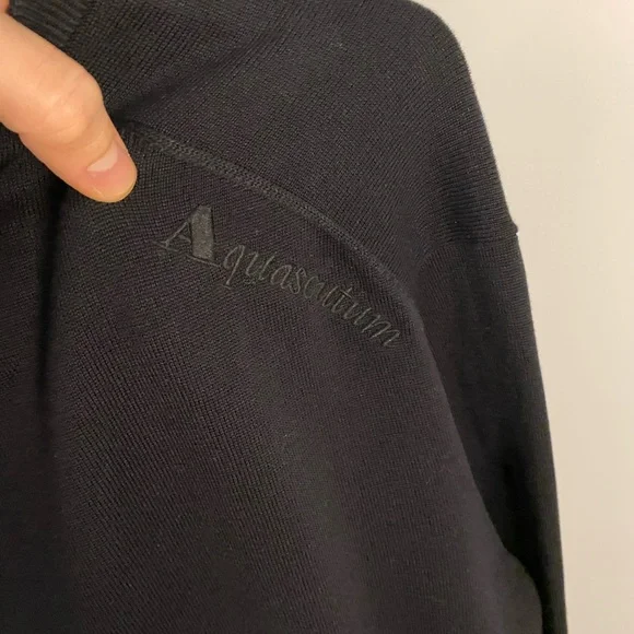 AQUASCUTUM Men’s Argyle Cotton Knit V-Neck Golf Sweater Black Blue XL - Picture 5 of 7